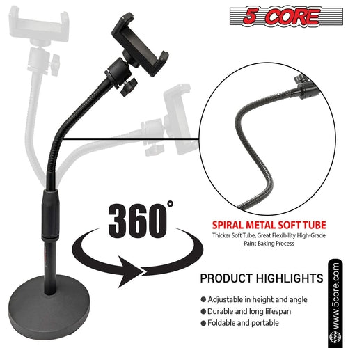 5Core Cell Phone Stand for Desk Adjustable Scissor Boom Arm Stands